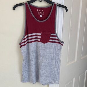 Free State Maroon & Heather Gray Striped Chest-Pocket Tank